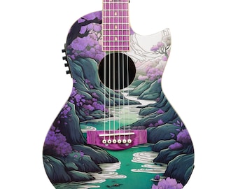 Lindo Ryokou Electro Acoustic Travel Guitar | Japanese Graphic Art