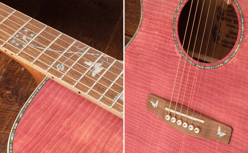 Lindo Dandelion Pink Slim Body Electro-Acoustic Guitar with Bs5M Blend Preamp and Gig Bag image 8