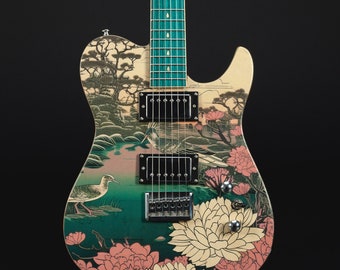 Lindo Koya Electric Guitar | Composite Neck | Luminlays | Five Elements Fretboard Inlays | Japanese Wilderness Art | Designed in Bristol, UK