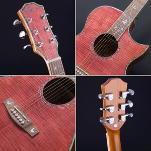 Lindo Dandelion Pink Slim Body Electro-Acoustic Guitar with Bs5M Blend Preamp and Gig Bag image 3