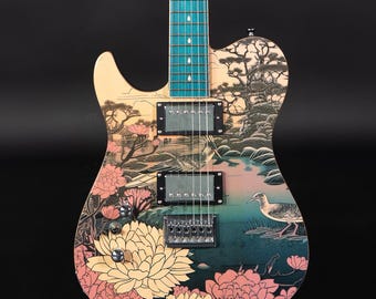 Lindo Left Handed Koya Electric Guitar | Composite Neck | Luminlays | Kanji Inlays | Japanese Wilderness Art | Designed in Bristol, UK