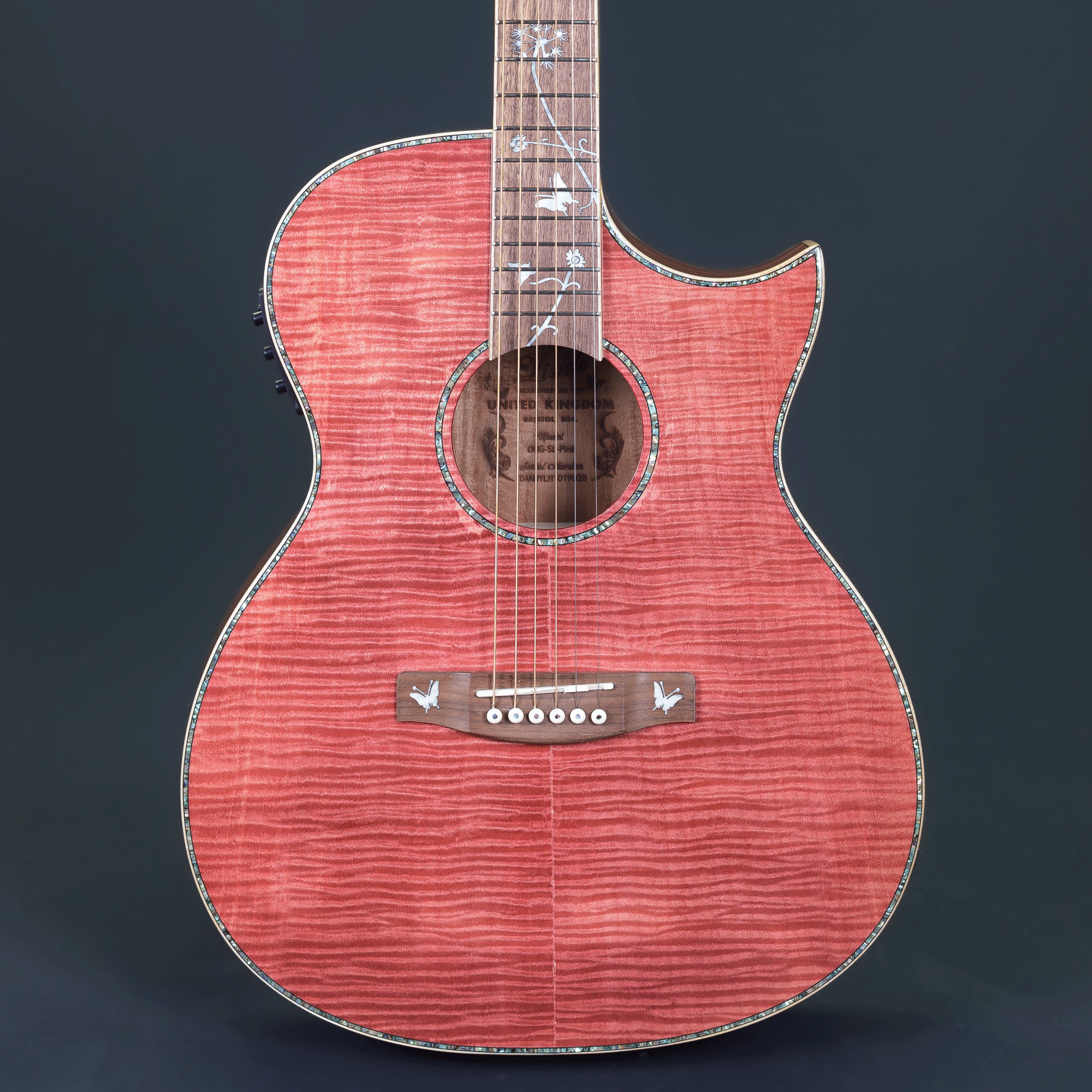Lindo Dandelion Pink Slim Body Electro-acoustic Guitar With