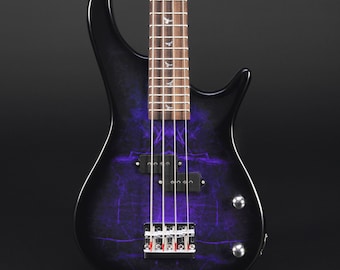 Lindo PDB Short Scale (30") V2 Purple Dove Electric Bass Guitar | High Gloss Graphic Art Finish | Luminlays | Sycamore Body | Luminlays