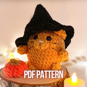 Haakpatroon voor Halloween | Heks kat herfst amigurumi decor | Knuffel