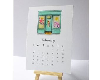 2024 desk calendar, calendar 20244, calendar 2024 wooden stand, 5x7 calendar, wooden stand, watercolor calendar
