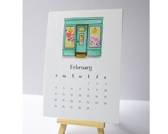 2024 desk calendar, calendar 20244, calendar 2024 wooden stand, 5x7 calendar, wooden stand, watercolor calendar