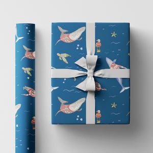 animali marini per le vacanze, carta da regalo natalizia costiera, carta da regalo oceanica, animali con maglioni, carta da regalo con maglioni brutti