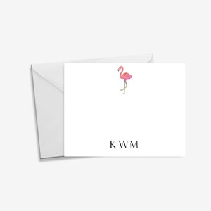 flamingobriefpapier, flamingocadeau, flamingo-notitiekaarten, flamingo-aquarel, gepersonaliseerde cadeaus voor haar, monogram-notitiekaarten, flamingo