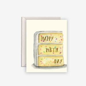 carte d'anniversaire de gâteau, gâteau de confettis, carte de gâteau de saupoudrage, carte d'anniversaire de saupoudrage, anniversaire de funfetti, carte de gâteau mignonne