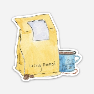 coffee sticker, local sticker, local roaster, coffee vinyl, caffine sticker