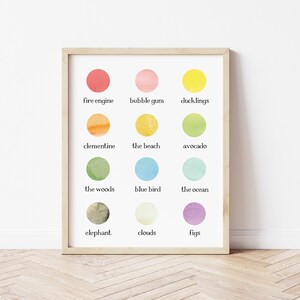 kids color palette, nursery art, art print, kids art print, baby art, colors