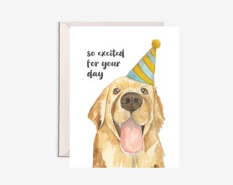 Golden Retriever Birthday Card – Cute Dog Birthday Card – Funny Dog Lover Card