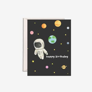 Joyeux anniversaire astronaute design - carte de voeux intérieure vierge