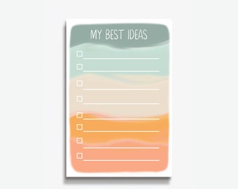 my best ideas notepad, lined notepad, colorful notepad, check list notepad