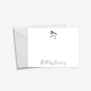 Tarjetas de frailecillos, regalo de frailecillos, tarjetas de felicitación de frailecillos, arte de frailecillos, acuarela de frailecillos, juego de tarjetas con sobres, tarjetas con monogramas
