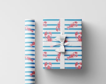 lobster stripes gift wrap