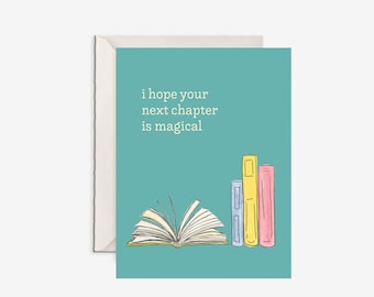 book birthday, book card, library birthday, book lover card, next chapter, birthday day card, love books