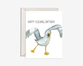 cartão de aniversário engraçado, gaivota, cartão de aniversário de pássaro, cartão de aniversário fofo, aniversário no oceano, pássaro engraçado, cartão de feliz aniversário no oceano, cartão de maldição