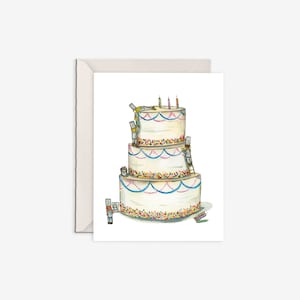 cartão de aniversário, aniversário infantil, festa de aniversário infantil, cartão de bolo, bolo de aniversário, bolo polvilhado, bolo de padeiro, cartão de aniversário divertido