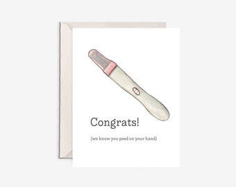 baby card, congrats baby, pregnancy test, funny baby card, cute pregnancy card