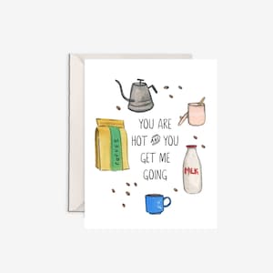 amor por el café, tarjeta de café, me encanta el café, estás caliente, tarjeta caliente del día de San Valentín, día de San Valentín, tarjeta de amor, lindo día de San Valentín, amantes del café
