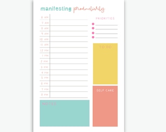 hourly notepad, everyday notepad, manifesting notepad, productive notepad, everyday schedule