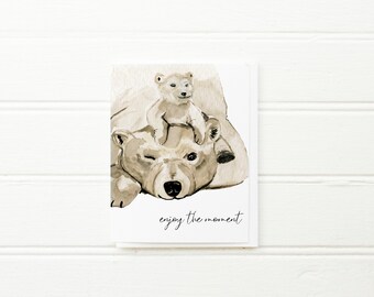 new baby card, enjoy the moment, baby card, congrats on the baby, bear baby, polar bear baby, newborn card, cute baby card