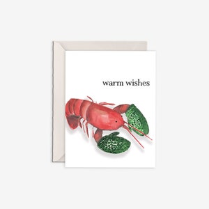 carte de homard, voeux chaleureux, homard du maine, cadeau de homard, carte de voeux d'hiver, carte de voeux de vacances, carte de cape de morue