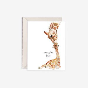 verrückt in Liebe, neue Baby Giraffe, Giraffe Karte, Baby-Dusche-Karte, Glückwunsch Baby Karte, Baby Karte, Mama und Baby, Mama und Baby Tier