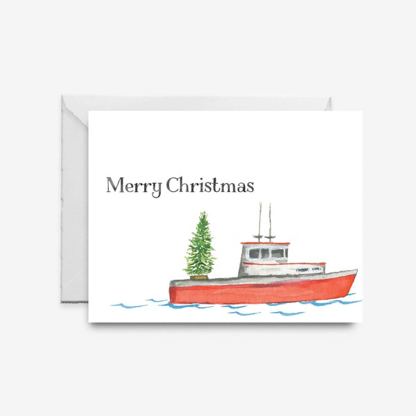 maine holiday card set | 10 card set | coastal holiday card | watercolor holiday