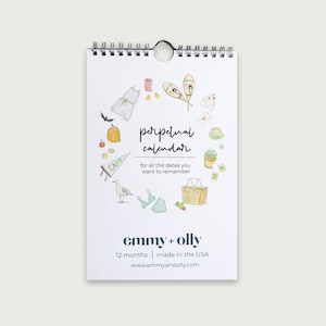 perpetual calendar, watercolor calendar, birthday calendar, anniversary calendar