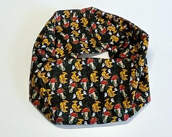 Ghosts and Mushrooms Bonding Scarf | Black and Yellow Infinity Scarf | Pet Gift for Sugar Glider | Zipper Pouch| Bonding Pouch | Reptile |