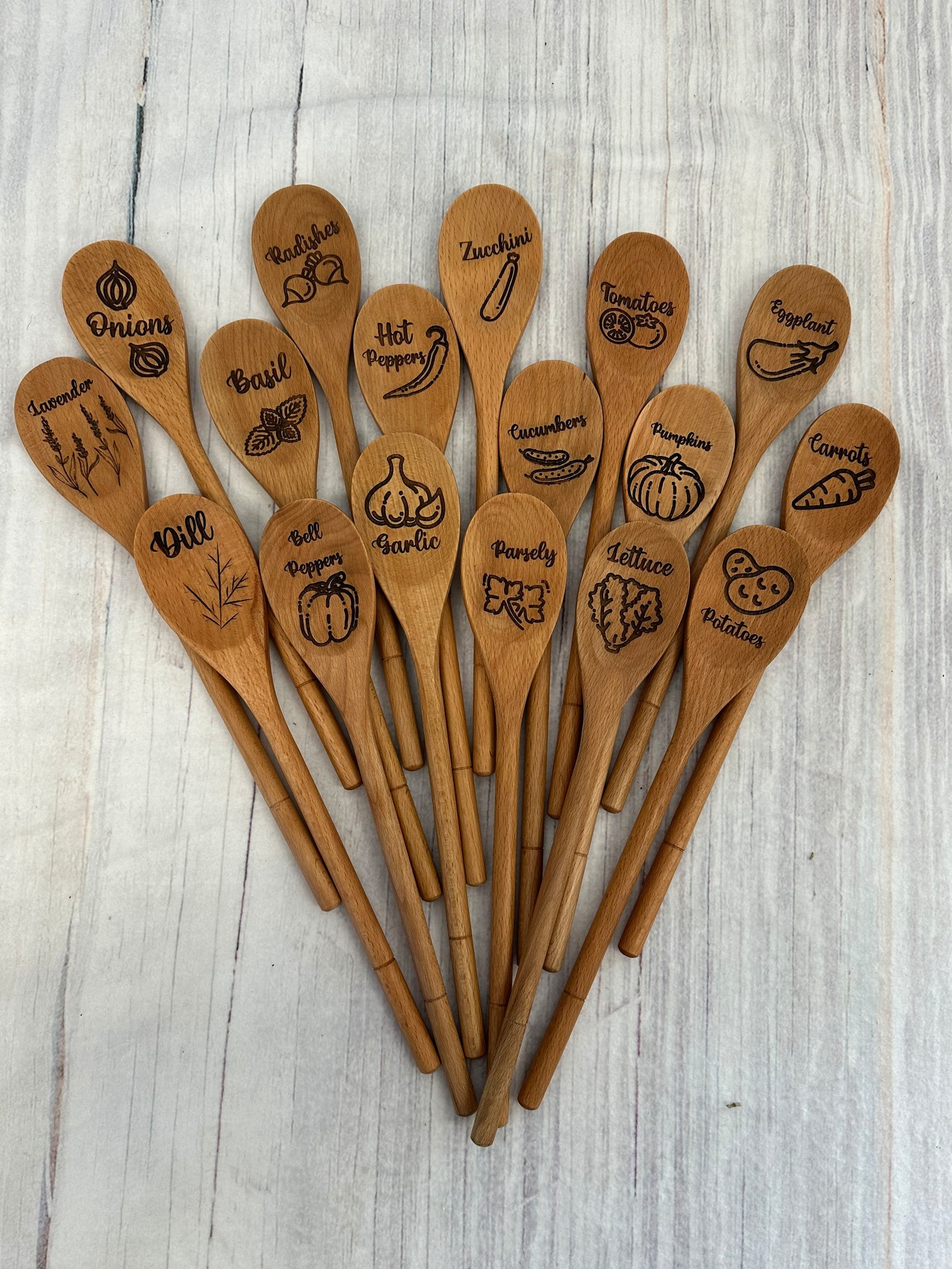 Spoon Label Wooden Spoon Garden Labels: Laser Engraved Plant Markers - Etsy