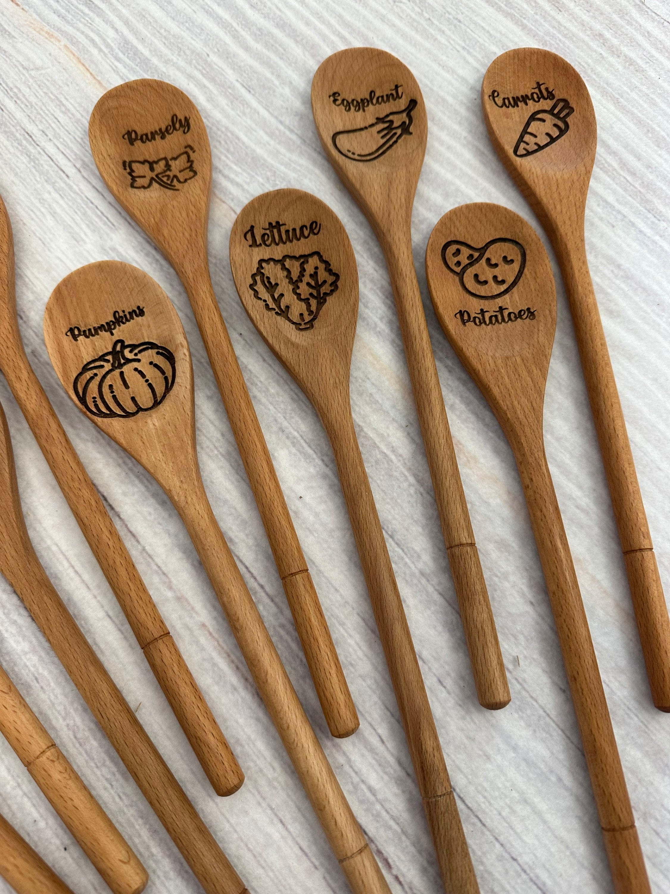 Spoon Label Wooden Spoon Garden Labels: Laser Engraved Plant Markers - Etsy