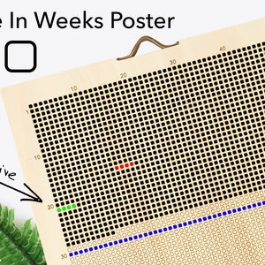 My Life in Weeks Poster - 90 Years Calendar of My Life in Weeks, Stoic Calendar to Develop Habits 4K Memento Mori (Birch Wood - Squares)