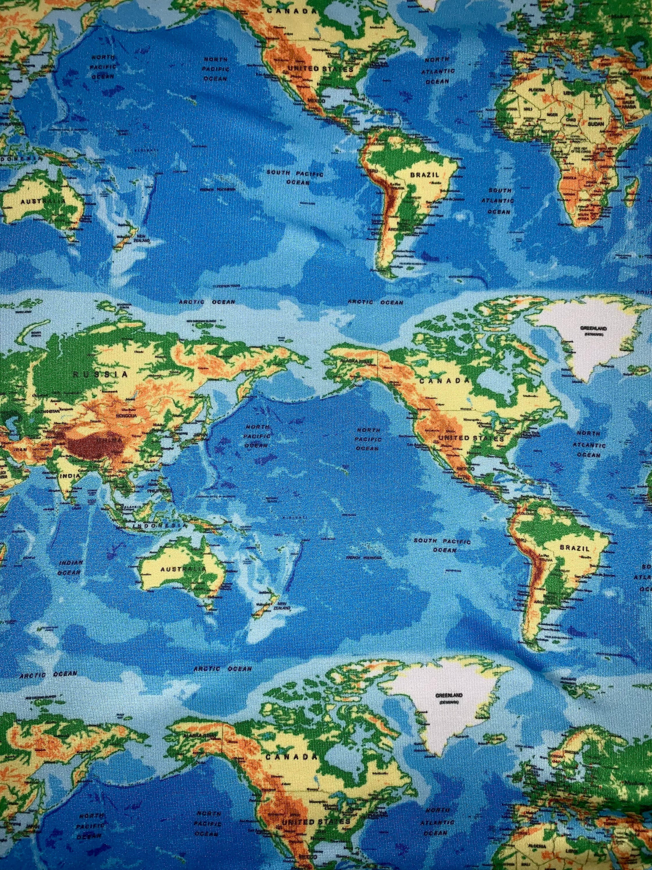 World Map Fabric, RTS DBP 230gsm - Etsy
