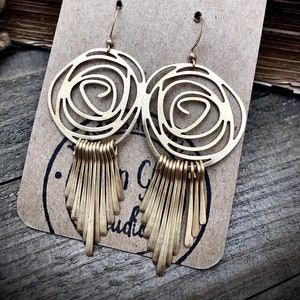 Gold Brass Fringe Earrings
