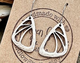 Small Silver Wing Dangle Earrings