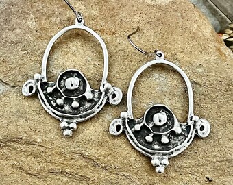 Rustic Antique Silver Dangle Earrings