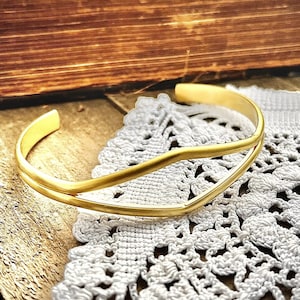 Chunky Gold Brass Split Cuff Bracelet • Simple Gold Bracelet • Stacking Bracelet • Everyday Layering Bracelet