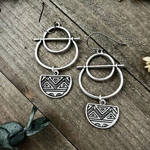 Silver Geometric Dangle Earrings