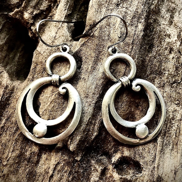 Boho Silver Dangle Earrings • Bohemian Statement Earrings • Silver Chandelier Earrings • Silver Statement Earrings