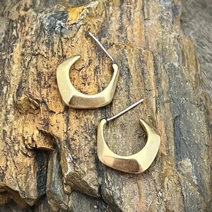 Geometric Hoop Earrings • Gold Brass Huggies • Casual Everyday Earrings • Simple Minimalist Hoops