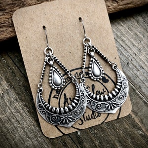 Silver Chandelier Earrings • Bohemian Statement Earrings • Silver Chandelier Earrings • Silver Statement Earrings
