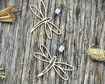 Dragonfly Gold Brass Earrings