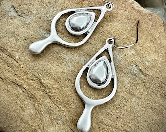 Antique Silver Drop Dangle Earrings