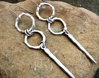 Boho Silver Plated Dangle Earrings: Geometric Bohemian Style