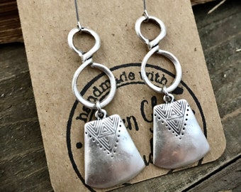 Boho Silver Dangle Earrings • Bohemian Statement Earrings • Silver Chandelier Earrings • Silver Statement Earrings