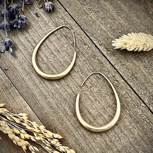 Chunky Organic Gold Brass Hoop Earrings • Casual Everyday Earrings • Simple Minimalist Hoops