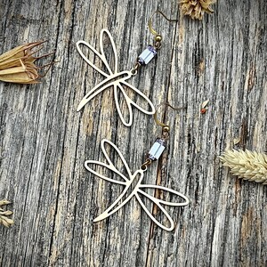 Dragonfly Gold Brass Earrings